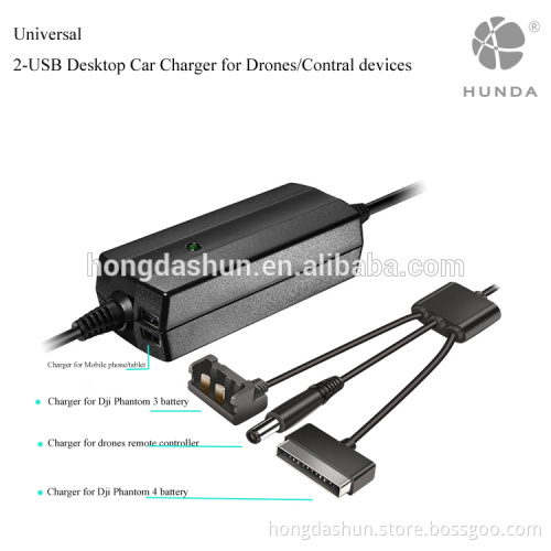 Universal Dual USB Car Charger desktop Power Adapter For DJI Phantom 3/4Professional Quadcopter and remote controller